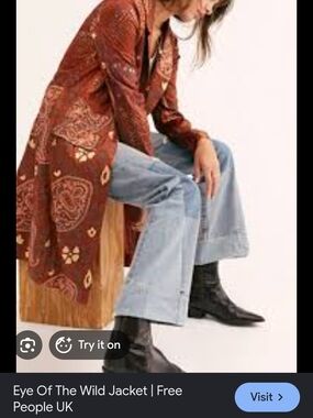 NwT Free People Eye Of The WILD Rust Paisley Duster Coat